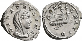 Diva Paulina, died before 235. Denarius (Silver, 21 mm, 3.67 g, 5 h), Rome. DIVA PAVLINA Veiled and draped bust of Diva Paulina to right. Rev. CONSECR...