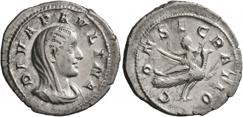 Diva Paulina, died before 235. Denarius (Silver, 21 mm, 2.96 g, 5 h), Rome. DIVA...