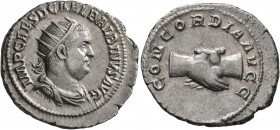 Balbinus, 238. Antoninianus (Silver, 23 mm, 4.71 g, 5 h), Rome, circa April-June 238. IMP CAES D CAEL BALBINVS AVG Radiate, draped and cuirassed bust ...