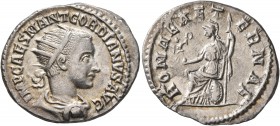 Gordian III, 238-244. Antoninianus (Silver, 23 mm, 4.19 g, 5 h), Antiochia, 238-239. IMP CAES M ANT GORDIANVS AVG Radiate, draped and cuirassed bust o...