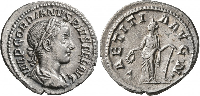 Gordian III, 238-244. Denarius (Silver, 21 mm, 2.77 g, 12 h), Rome, 241-243. IMP...