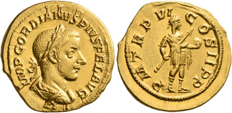 Gordian III, 238-244. Aureus (Gold, 21 mm, 4.54 g, 7 h), Rome, 243. IMP GORDIANV...