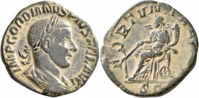 Gordian III, 238-244. Sestertius (Orichalcum, 28 mm, 14.85 g, 1 h), Rome, early autumn 243-summer 244. IMP GORDIANVS PIVS FEL AVG Laureate, draped and...