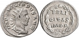 Philip I, 244-249. Antoninianus (Silver, 22 mm, 4.56 g, 1 h), Rome, 247-249. IMP PHILIPPVS AVG Radiate, draped and cuirassed bust of Philip I to right...