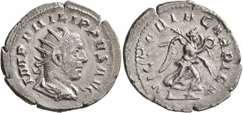 Philip I, 244-249. Antoninianus (Silver, 24 mm, 3.26 g, 11 h), Rome, 247-249. IM...