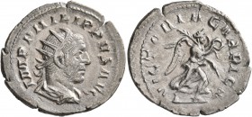 Philip I, 244-249. Antoninianus (Silver, 24 mm, 3.26 g, 11 h), Rome, 247-249. IMP PHILIPPVS AVG Radiate, draped and cuirassed bust of Philip I to righ...