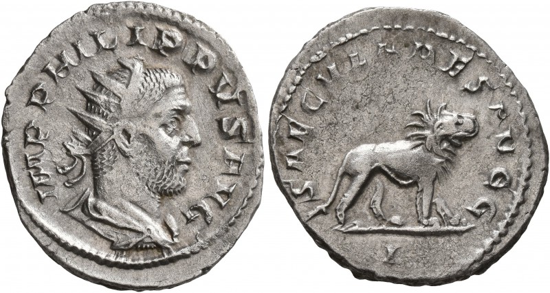 Philip I, 244-249. Antoninianus (Silver, 23 mm, 3.29 g, 8 h), Rome, 248. IMP PHI...