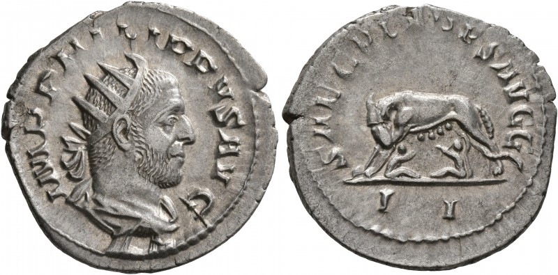 Philip I, 244-249. Antoninianus (Silver, 22 mm, 3.33 g, 1 h), Rome, 248. IMP PHI...