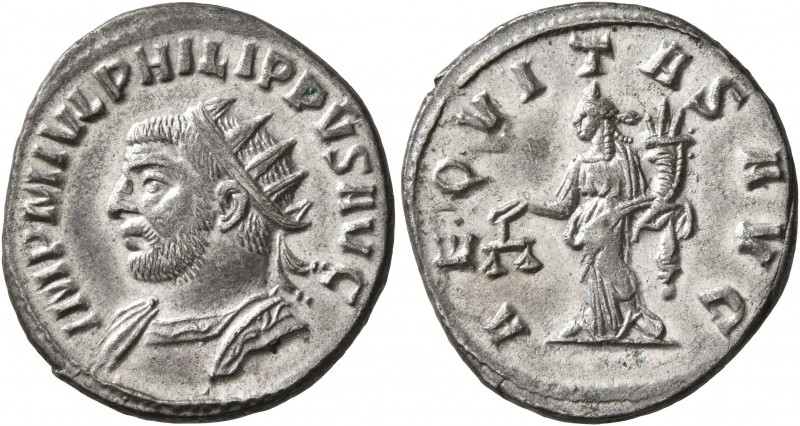 Philip I, 244-249. Antoninianus (Silver, 21 mm, 4.27 g, 6 h), Antiochia. IMP M I...