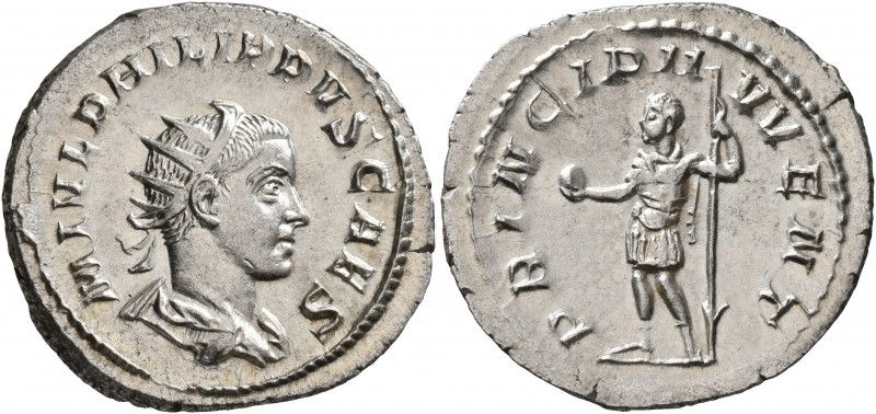 Philip II, as Caesar, 244-247. Antoninianus (Silver, 23 mm, 3.89 g, 7 h), Rome, ...