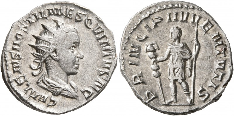 Hostilian, as Caesar, 250-251. Antoninianus (Silver, 21 mm, 3.97 g, 5 h), Rome. ...