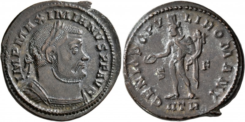 Maximianus, first reign, 286-305. Follis (Bronze, 28 mm, 9.44 g, 7 h), Treveri, ...