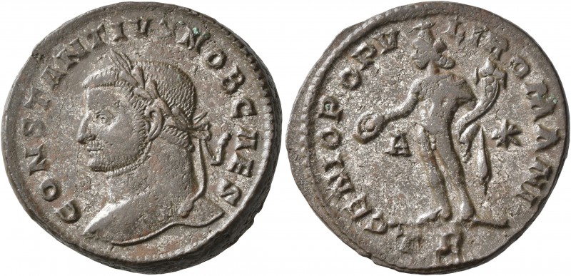 Constantius I, as Caesar, 293-305. Follis (Bronze, 26 mm, 12.34 g, 1 h), Treveri...