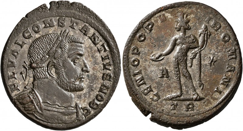 Constantius I, as Caesar, 293-305. Follis (Bronze, 29 mm, 9.67 g, 5 h), Treveri,...