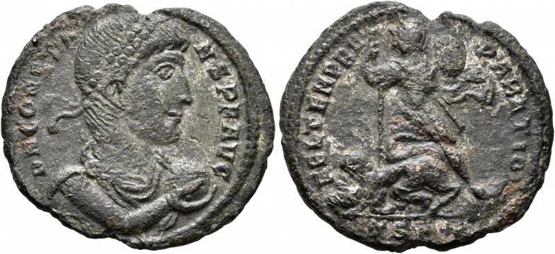 Constans, 337-350. Follis (Silvered bronze, 25 mm, 4.88 g, 12 h), Thessalonica, ...