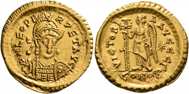 Leo I, 457-474. Solidus (Gold, 21 mm, 4.47 g, 6 h), Constantinopolis, circa 462 ...