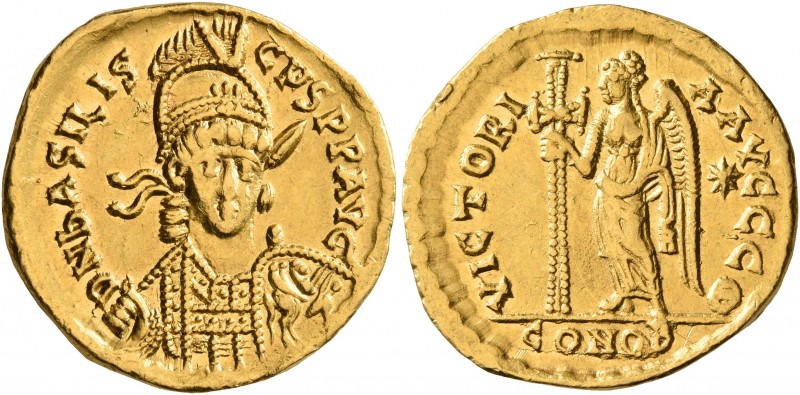 Basiliscus, 475-476. Solidus (Gold, 20 mm, 4.39 g, 6 h), Constantinopolis. D N b...