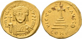 Tiberius II Constantine, 578-582. Solidus (Gold, 21 mm, 4.41 g, 7 h), Constantinopolis, 579-852. δ m TIb CONSTANT P P AVG Draped and cuirassed bust of...