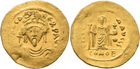 Phocas, 602-610. Light weight Solidus of 23 Siliquae (Gold, 22 mm, 4.30 g, 7 h), Constantinopolis, 603. O N FOCAS PERP AVG Draped and cuirassed bust o...