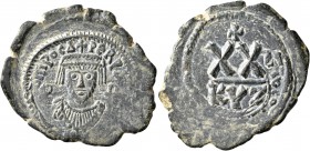 Phocas, 602-610. Half Follis (Bronze, 29 mm, 6.23 g, 2 h), Cyzicus, RY 2 = 603/4. δ N POCΔ PERP AVG Crowned bust of Phocas facing, wearing consular ro...