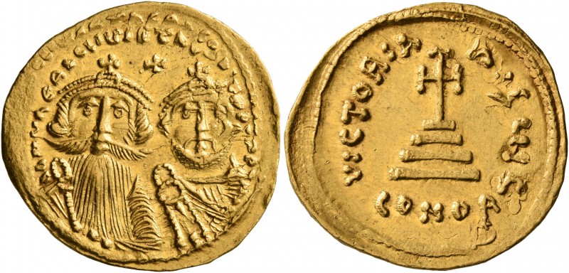 Heraclius, with Heraclius Constantine, 610-641. Solidus (Gold, 22 mm, 4.40 g, 7 ...