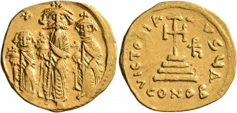 Heraclius, with Heraclius Constantine and Heraclonas, 610-641. Solidus (Gold, 21...