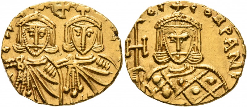 Constantine V Copronymus, with Leo IV, 741-775. Solidus (Gold, 20 mm, 3.85 g, 6 ...