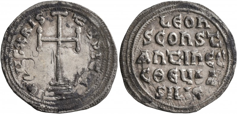 Leo IV the Khazar, with Constantine VI, 775-780. Miliaresion (Silver, 22 mm, 1.9...