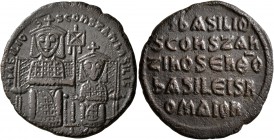 Basil I the Macedonian, with Constantine, 867-886. Follis (Bronze, 27 mm, 8.03 g, 6 h), Constantinopolis, 868-870. +bASILIO S COҺSTAҺ bASILIS Basil I ...