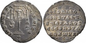Constantine VII Porphyrogenitus, with Romanus I, Stephen, and Constantine , 913-959. Miliaresion (Silver, 24 mm, 2.69 g, 12 h), Constantinopolis. +IҺS...