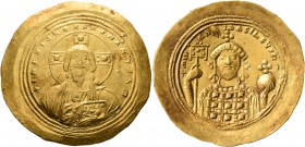 Michael IV the Paphlagonian, 1034-1041. Histamenon (Gold, 28 mm, 4.41 g, 6 h), Constantinopolis. +IhS XIS RЄX RЄςNANTIҺm Nimbate Christ enthroned faci...