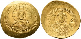 Constantine IX Monomachus, 1042-1055. Histamenon (Gold, 27 mm, 4.37 g, 5 h), Constantinopolis. +IhS XIS RЄX RЄςNANTIҺm Nimbate bust of Christ facing, ...