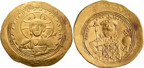 Constantine IX Monomachus, 1042-1055. Histamenon (Gold, 28 mm, 4.41 g, 5 h), Constantinopolis. +IhS XIS RЄX RЄςNANTIҺm Nimbate bust of Christ facing, ...