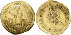 Isaac I Comnenus, 1057-1059. Histamenon (Gold, 26 mm, 4.42 g, 6 h), Constantinopolis. +IhX IIC RЄX RIςNANTҺIm Nimbate Christ enthroned facing, wearing...