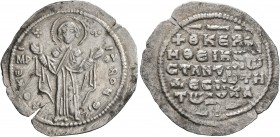 Constantine X Ducas, 1059-1067. 2/3 Miliaresion (Silver, 22 mm, 1.56 g, 6 h), Constantinopolis. +ΘKЄ ROHΘ Virgin Mary orans, standing facing on footst...