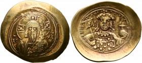 Michael VII Ducas, 1071-1078. Histamenon (Gold, 29 mm, 4.30 g, 6 h), Constantinopolis. Bust of Christ Pantokrator facing, wearing tunic and pallium, r...
