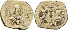 Michael VII Ducas, with Maria, 1071-1078. Tetarteron (Electrum, 20 mm, 4.00 g, 6 h), Constantinopolis. + ΘKE R-OHΘ Nimbate bust of Virgin facing, wear...
