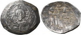 Alexius I Comnenus, 1081-1118. Aspron Trachy (Silver, 27 mm, 4.11 g, 6 h), Thessalonica, 1081/2. + KЄ RΘ AΛЄΖ Nimbate bust of Christ facing, wearing t...