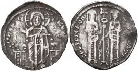 Andronicus II Palaeologus, with Michael IX, 1282-1328. Basilikon (Silver, 21 mm, 2.00 g, 6 h), Constantinopolis, 1304-1320. KVPIE BOHΘEI Christ, nimba...