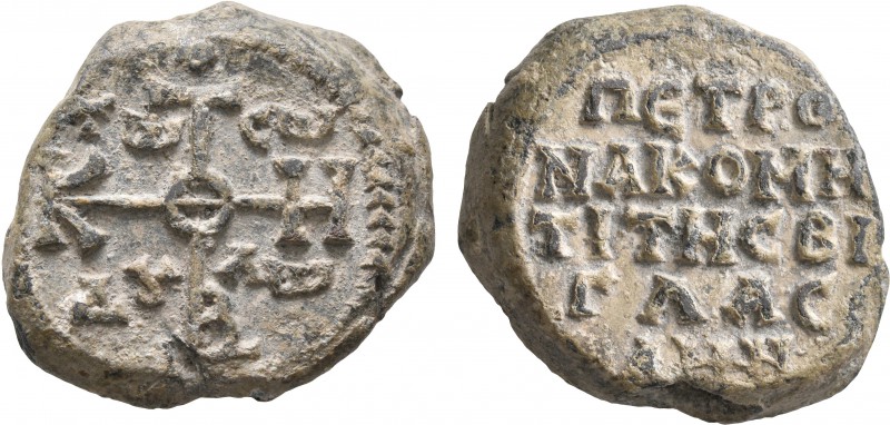 Petronas, komes of the vigla, 8th century. Seal (Lead, 25 mm, 23.27 g, 12 h). La...