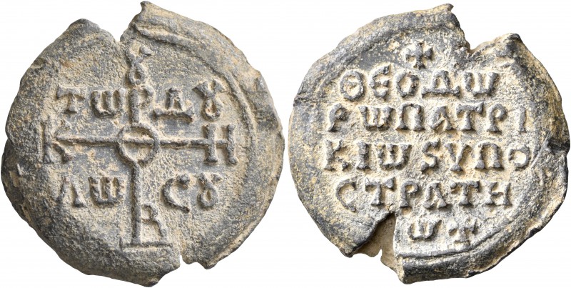 Theodoros, patrikios and hypostrategos, 2nd half of 8th century. Seal (Lead, 31 ...