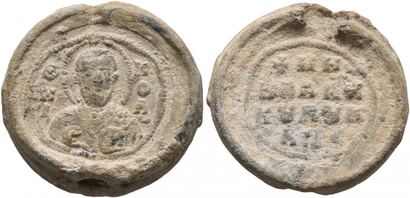 Nikolaos, monk and kouboukleisios, 11th century. Seal (Lead, 19 mm, 6.11 g, 12 h...
