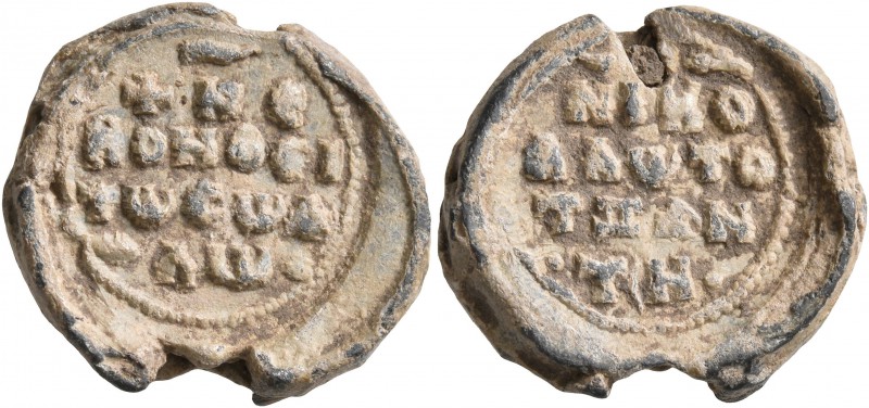 Nikolaos Tzantzes, 2nd half of 11th century. Seal (Lead, 19 mm, 6.12 g, 12 h). +...