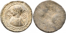 Uncertain, circa 15th century (?). Seal (Lead, 27 mm, 12.45 g). Half-length, draped male bust to left; in fields to left and right, pearled crosses wi...