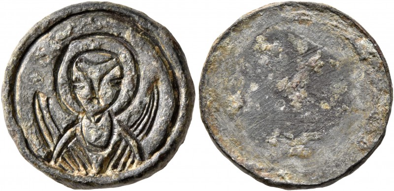 Uncertain, circa 12th-14th century. Amulet (?) (Bronze, 17 mm, 3.37 g), uniface ...