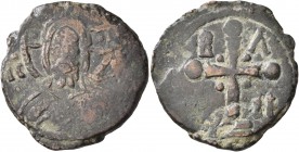 CRUSADERS. Edessa. Baldwin I (?), 1098-1100. Follis (Bronze, 25 mm, 7.17 g, 12 h). Facing bust of Christ Pantokrator, with cross nimbus and wearing tu...