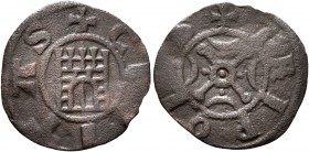 CRUSADERS. County of Tripoli. Raymond III, 1152-1187. AE (Bronze, 15 mm, 0.67 g, 7 h), circa 1173-1187. +CIVITΛS Fortified gateway with five crenellat...