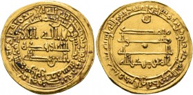 ISLAMIC, 'Abbasid Caliphate. temp. Al-Mu'tadid, AH 279-289 / AD 892-902. Dinar (Gold, 23 mm, 4.54 g, 1 h), al-Rafiqa, AH 280 = AD 893/4. SICA IV -. A ...