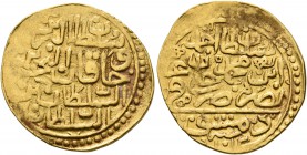 ISLAMIC, Ottoman Empire. Ahmad I, AH 1012-1026 / AD 1603-1617. Sultani (Gold, 22 mm, 3.48 g, 3 h), Dimashq, AH 1012 / AD 1603. 'Sultan Ahmad ibn Mehme...