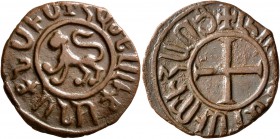 ARMENIA, Cilician Armenia. Royal. Levon II, 1270-1289. Kardez (Bronze, 23 mm, 4.00 g, 10 h). Lion walking left. Rev. Cross pattée. AC 390. CCA 1567. G...
